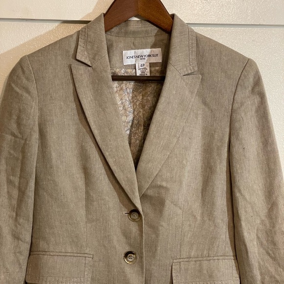 Jones New York 4 Petite Tan Blazer Jacket - Picture 2 of 10